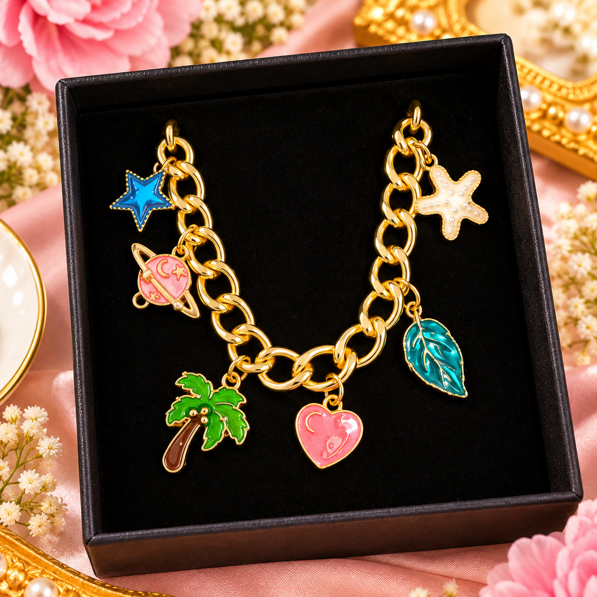 Gold Link Charm Bracelet