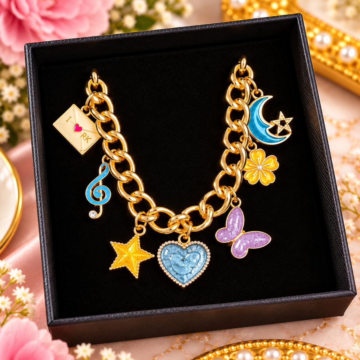 Gold Link Charm Bracelet