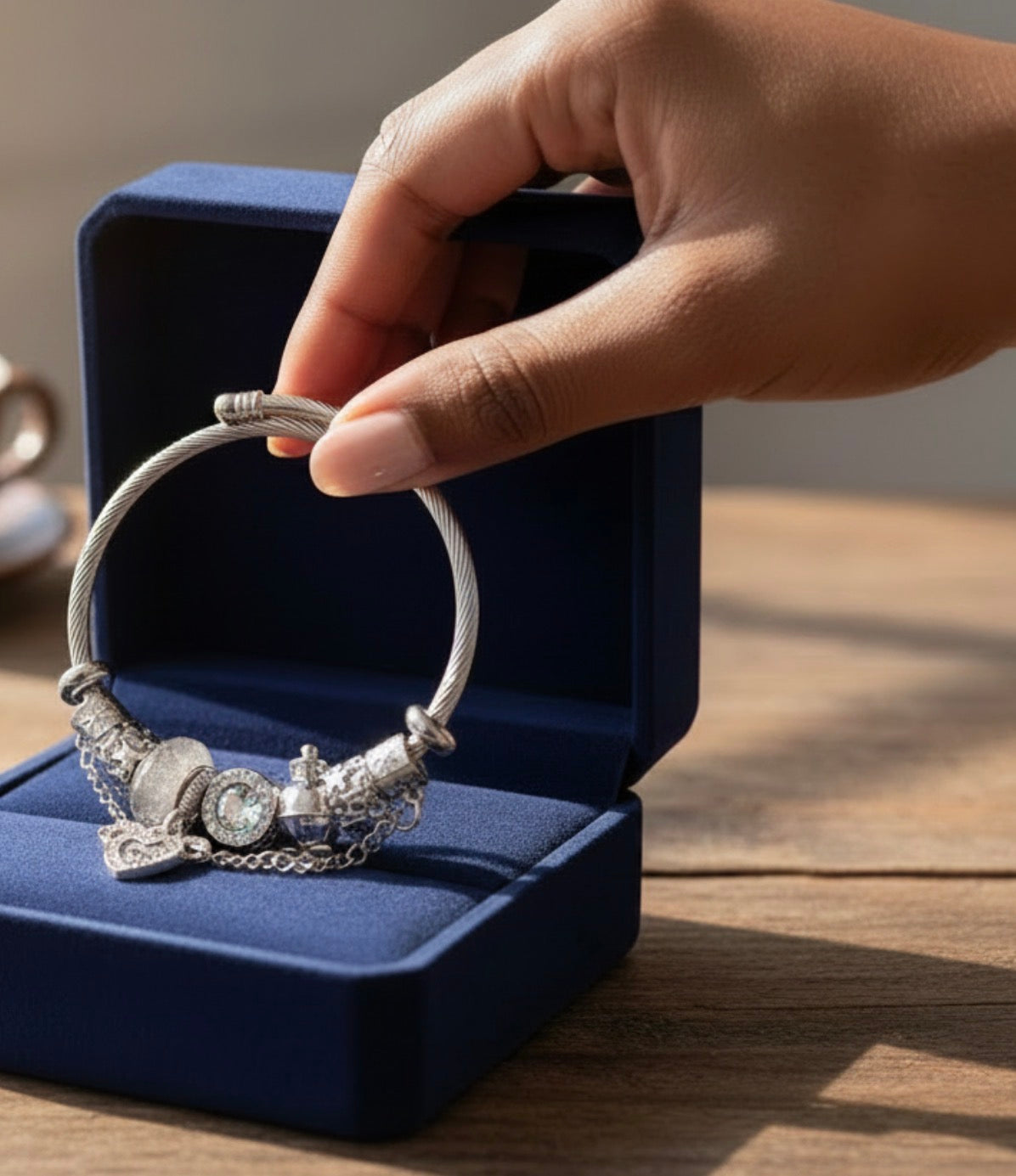 Silver Heart Bangle