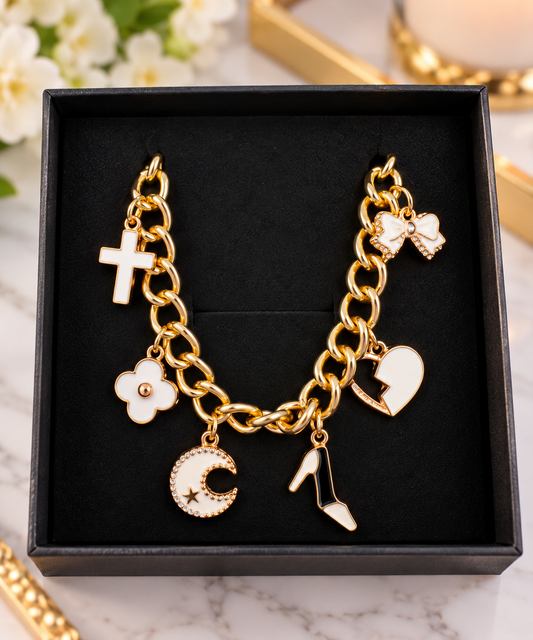 Gold Link Charm Bracelet
