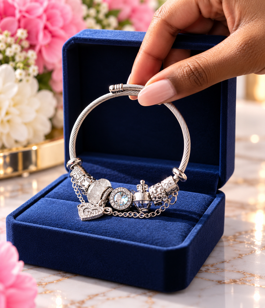 Silver Heart Bangle