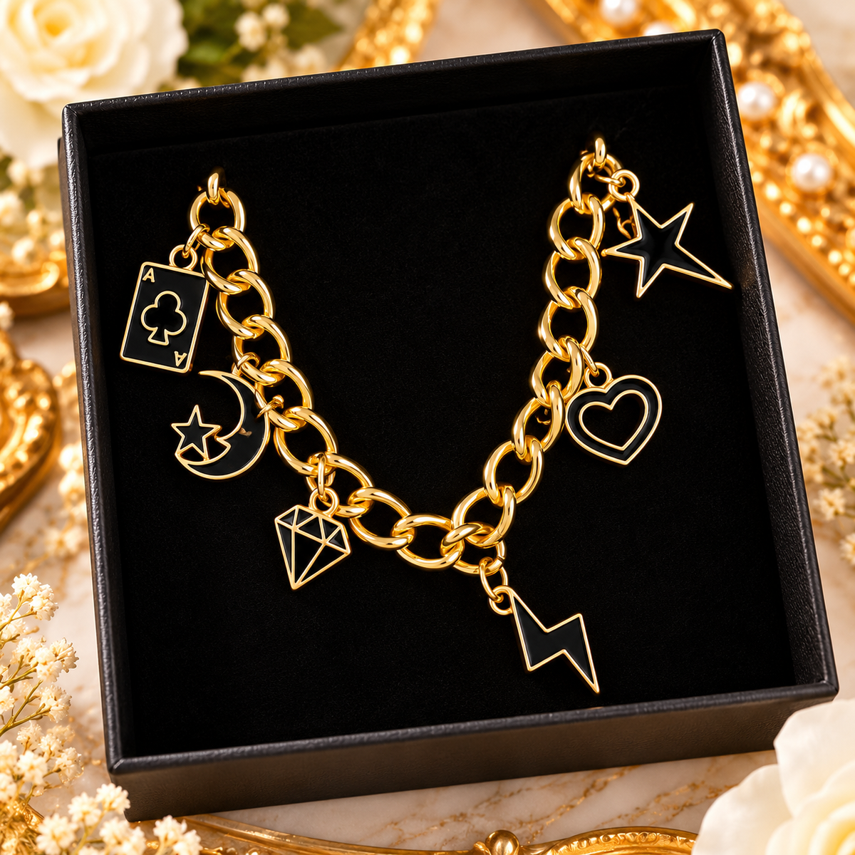 Gold Link Charm Bracelet
