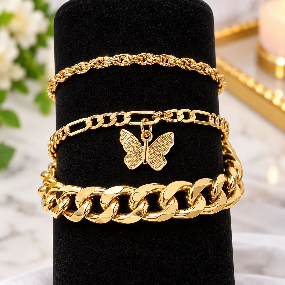 Gold Anklet Set