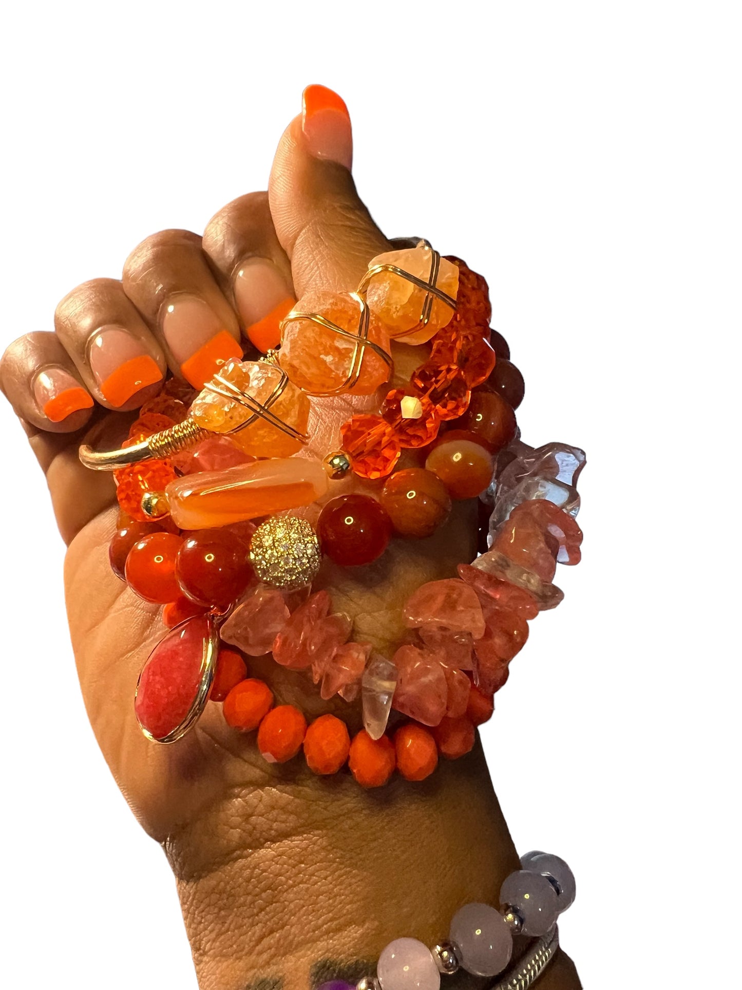 Natural Stone Bracelet Set-Orange